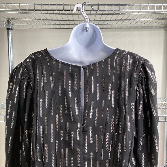 Express Women's Y2K Black‎ Silver Sparkle Dress Size L Going Out Witchy Metallic - Picture 9 of 11
